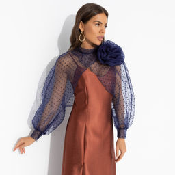 Болеро со съемным декором, Деловой взгляд (синее, с брошкой)