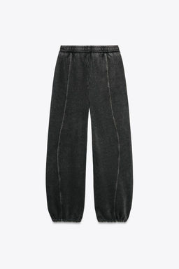 WASHED EFFECT PLUSH TROUSERS WITH SLOGAN - Zara фото 7