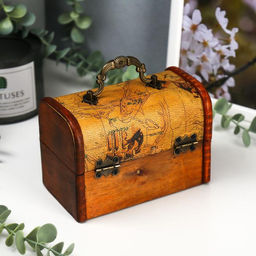 Шкатулка для украшений «Сундук. Карта странника», для мелочи, дерево, 10.5×15×9 см