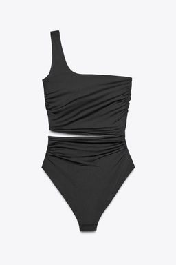 ASYMMETRIC CUT-OUT SWIMSUIT WITH SHOULDER DETAIL - Zara фото 7