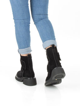 04-M3-HSM711 BLACK Ботинки зимние женские (натуральная замша, натуральный мех) - Фабричный китай фото 3