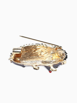 Брошь «Ежик» с цветами, цвет серый в серебре