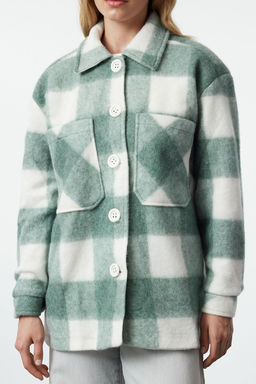 Cok Renkli Ekose Desenli Regular Kal?p Kase Mevsimlik Shacket Ince Ceket Mont TWOAW25MO00203