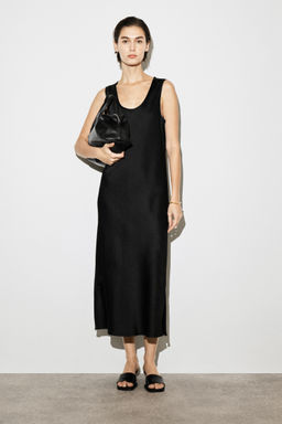 VESTIDO MIDI SATINADO CON CUELLO REDONDO - H&m фото 3