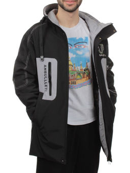 2171 BLACK GRAY Куртка мужская зимняя облегченная (130 гр. холлофайбер)