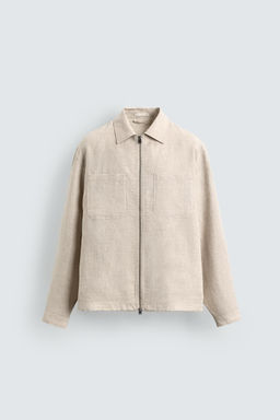 SOBRECAMISA 100% LINO CREMALLERA / Beige claro - Zara фото 8