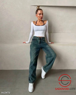 Джинсы багги с высокой посадкой