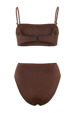 Kahverengi Straplez Kapl_ Nak__ Detayl_ Y_ksek Bel Regular Bikini Tak_m_ TBESS26BT00169 - Trendyolmilla фото 6