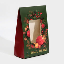 Цена за 2 шт. Коробка подарочная новогодняя складная «Венок», 15 х 7 х 22 см, Новый год