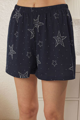 Trendyolmilla Lacivert Y?ld?z Desenli Sortlu Orme Pijama Tak?m? THMSS25PT00286 фото 4