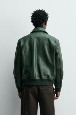 LEATHER BOMBER JACKET - Zara фото 3