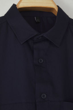 TRENDYOL MAN Lacivert Unisex Boxy Fit Poplin Yazl?k K?sa Kollu Gomlek TMNSS25GO00042 - Trendyolmilla фото 8