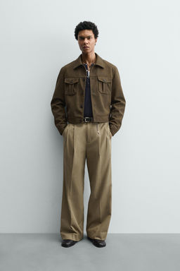 PANTAL?N WIDE FIT PLIEGUES / Beige