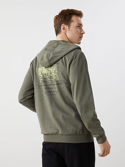 Kap??onlu Uzun Kollu Erkek Fermuarl? Sweatshirt