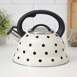 Чайник со свистком из нержавеющей стали Доляна «Горошек», 2.8 л, цвет айвори