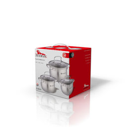 Набор посуды нерж ZEIDAN 6 пр (2,1л, 3л, 4л) с крыш, арт. Z-50610