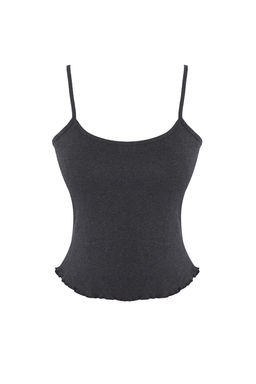 Teen Antrasit 2li Fitted/Vucuda Oturan Dugme Detayl? Fitilli Esnek Orme Bluz TWOAW26BZ00109