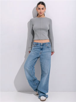 Лонгслив Апрель хлопок с лайкрой серый  фото 3