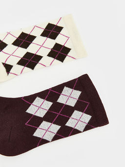 Baklava Desenli Kad?n Soket ?orap 2li