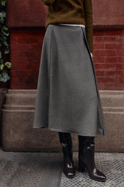 HOUNDSTOOTH MIDI LAYERED SKIRT - Zara фото 6