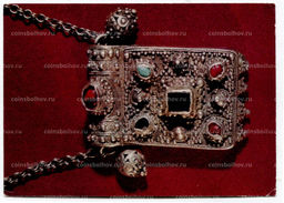 Открытка Коробка-амулетница. Серебро,бирюза, амальдин. Зернь XVII-XVIII век