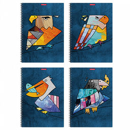 Цена за 2 шт. Тетрадь общая с пластиковой обложкой на спирали ErichKrause Birds, ассорти, А4, 80 листов, клетка  фото 2