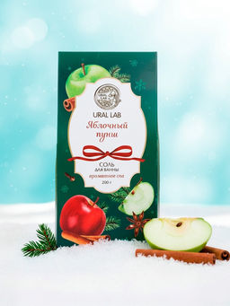 Цена за 2 шт. Соль для ванны, аромат яблочный пунш, 200 г, URAL LAB