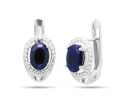 Серьги из серебра сапфир, SL-RIC7