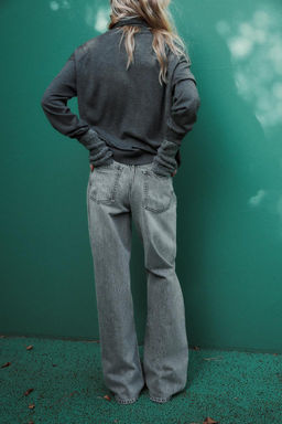 HIGH-WAIST TRF WIDE-LEG JEANS WITH CROSSOVER WAISTBAND - Zara фото 38