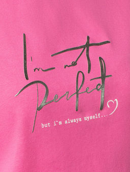 Футболка Vilatte с принтом из хлопка розовая фуксия  фото 2