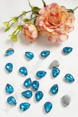 Стразы пришивные 14 мм "Капелька" (20 шт) SF-3708, голубой №12