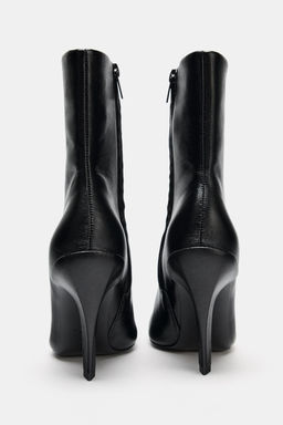 LEATHER HIGH-HEEL ANKLE BOOTS WITH SQUARE TOE - Zara фото 7