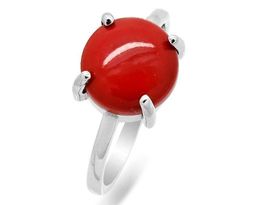 Кольцо из серебра коралл, СПН4118