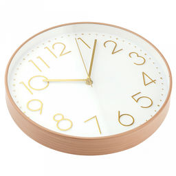 Часы настенные Паскаль д29,5см, h4см, мягкий ход, циферблат белый; цифры арабские, золотой; корпус пластик, бежевый под дерево; в коробке (Китай) - Домашняя мода фото 2