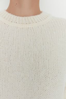 Ekru Genis Kal?p Yumusak Dokulu Basic Triko Kazak TWOAW23KZ00185 - Trendyolmilla фото 8