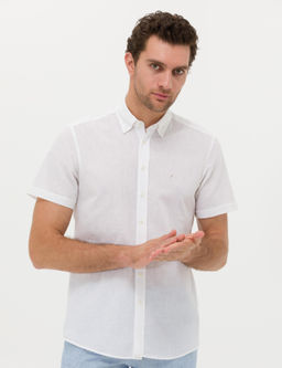 Beyaz Slim Fit Keten Kar___ml_ K_sakol G_mlek
