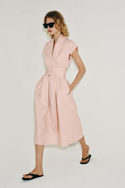 VESTIDO CAMISERO CINTUR?N ZW COLLECTION / rosa claro