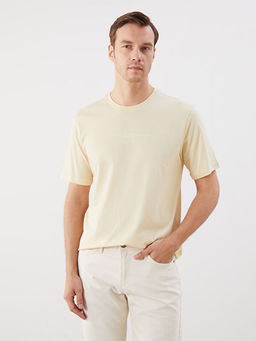 Bisiklet Yaka Bask?l? Penye Erkek Ti??rt