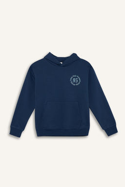 Kap__onlu Bask_l_ __i Yumu_ak T_yl_ Sweatshirt Erkek _ocuk - Defacto фото 7