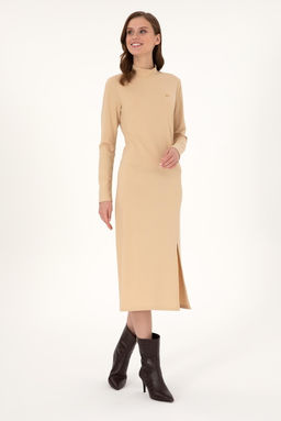 Женское трикотажное платье песочного цвета Неожиданная скидка в корзине - U.s. polo assn фото 3