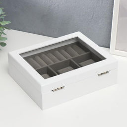 Шкатулка дерево под часы 3 деления и бижутерию Белоснежная 7,4х18х22 см - Simaland фото 5