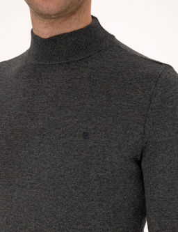 Antrasit Melanj Slim Fit Yar_m Bal_k__ Yaka Basic Triko Kazak - Pierre cardin фото 7