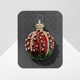 Брошь Гранат с короной, цвет чёрно-белый в золоте - Queen fair фото 3