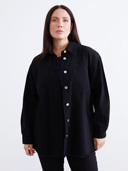 G?mlek Yaka Oversize Kad?n Jean Ceket