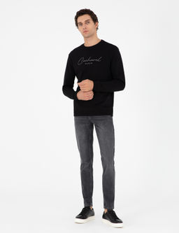 Темно-антрацитовые джинсовые брюки узкого кроя - Cacharel фото 3