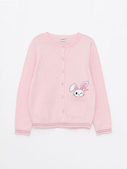 Bisiklet Yaka Nak??l? Uzun Kollu K?z ?ocuk Triko H?rka