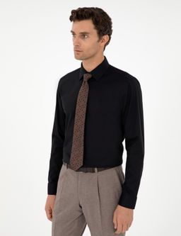 Черная рубашка узкого кроя с длинным рукавом - Cacharel фото 3