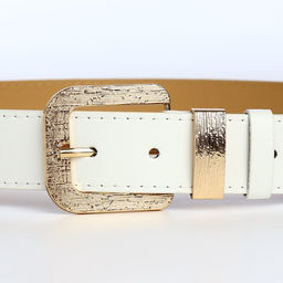 Ремень женский с винтом, 110×3 см, пряжка металл, золотистая, белый