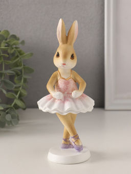 Фигурка полистоун Зайка-балерина в бело-розовой пачке, 7?7?18 см
