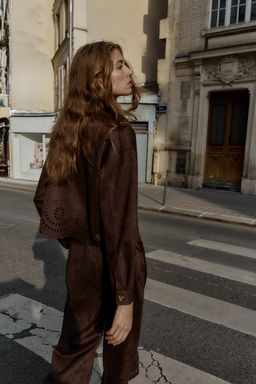 FAUX SUEDE DIE-CUT HEM JACKET - Zara фото 5